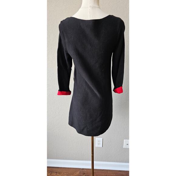 NWT Chico's Sz 0 Bi Color Red Black Double Knit Tunic Sweater Size Small - Picture 3 of 5